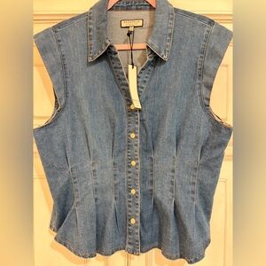 NWT SZ XL Bagatelle Blue Denim Button-Up Shirt Vest